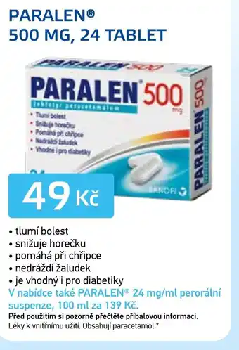 Lékárna AGEL PARALEN® 500 MG, 24 TABLET nabídka