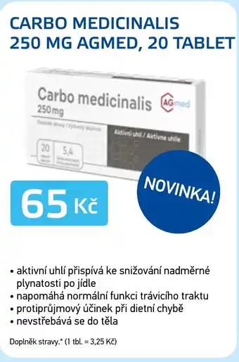 Lékárna AGEL CARBO MEDICINALIS 250 MG AGMED, 20 TABLET nabídka