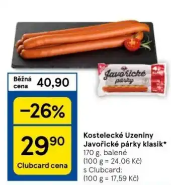 Tesco Kostelecké Uzeniny Javořické párky klasik nabídka