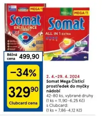 Tesco Somat Mega Čisticí prostředek do myčky nádobí nabídka