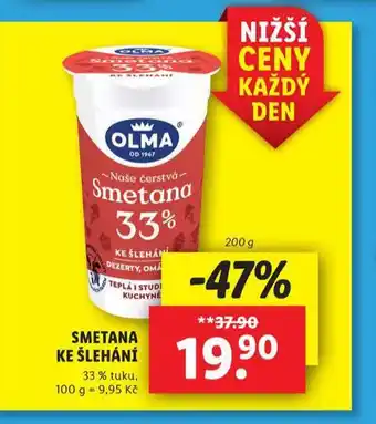 Lidl Olma smetana ke šlehání 33% nabídka