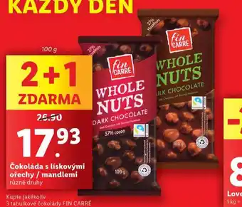 Lidl Čokoláda s lískovými ořechy / mandlemi nabídka