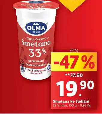 Lidl Smetana ke šlehání 33% nabídka