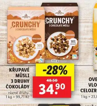 Lidl Křupavé müsli 3 druhy čokolády nabídka