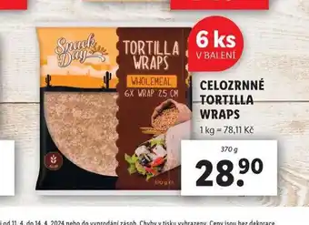 Lidl Celozrnné tortilla wraps nabídka