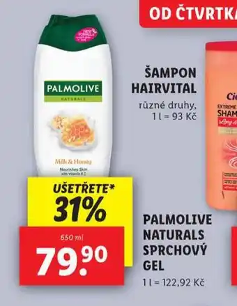 Lidl Palmolive naturals sprchový gel nabídka