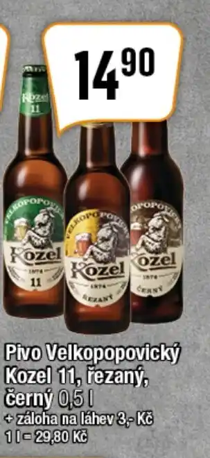 TEMPO Pivo Velkopopovický Kozel 11, řezaný, černý 0,5L nabídka