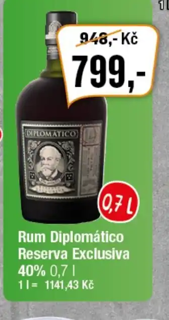 Rum Diplomático Reserva Exclusiva 40% 0,7L