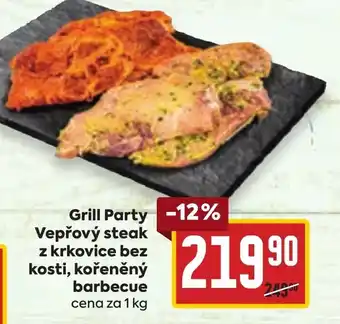 Billa Grill Party Vepřový steak z krkovice bez kosti, kořeněný barbecue nabídka