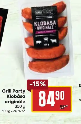 Billa Grill Party Klobása originále 350 g nabídka