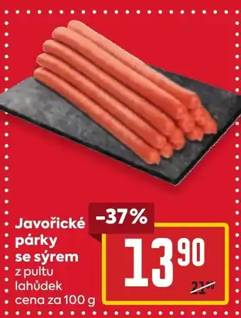 Billa Javořické párky se sýrem nabídka