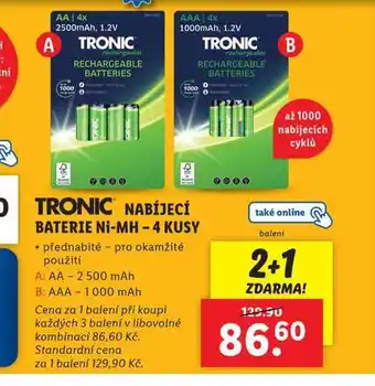 Lidl Tronic nabíjecí baterie ni-mh 4 kusy nabídka