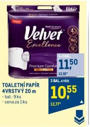 Makro VELVET TOALETNÍ PAPÍR 4VRSTVÝ 20 m nabídka