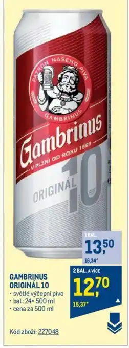 Makro GAMBRINUS ORIGINÁL 10 nabídka