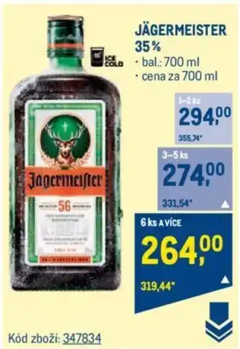 Makro JÄGERMEISTER 35% nabídka