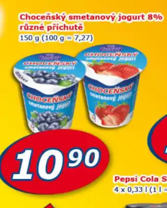 Choceňský smetanový jogurt 8% různé příchutě