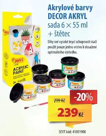 SEVT Akrylové barvy DECOR AKRYL sada 6 × 55 ml + štětec nabídka