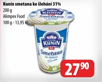 Partner Maloobchodní síť Kunín smetana ke šlehání 31% nabídka