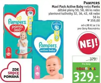 Rossmann PAMPERS Maxi Pack Active Baby nebo Pants nabídka