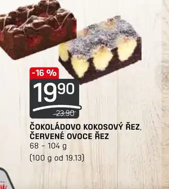 Flop ČOKOLÁDOVO KOKOSOVÝ ŘEZ, ČERVENÉ OVOCE ŘEZ nabídka
