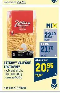 Makro Zátkovy vaječné těstoviny nabídka