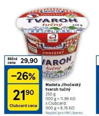 Tesco Madeta jihočeský tvaroh tučný nabídka