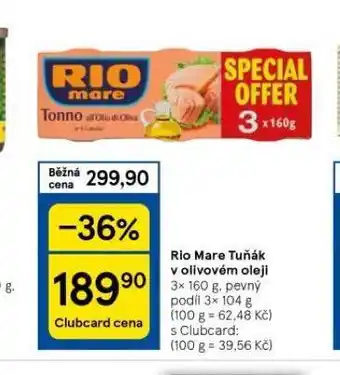 Tesco Rio mare tuňák v olivovém oleji nabídka