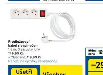 Tesco Prodlužovací kabel s vypínačem nabídka