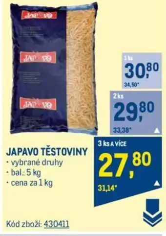 Makro JAPAVO TĚSTOVINY nabídka