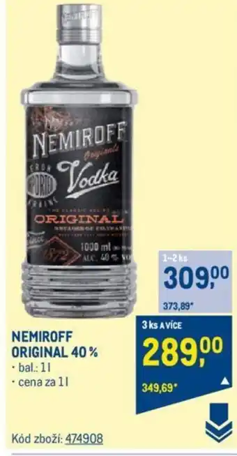 Makro NEMIROFF ORIGINAL 40% nabídka