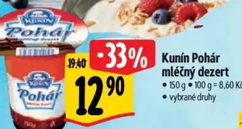 Albert Kunín Pohár mléčný dezert nabídka