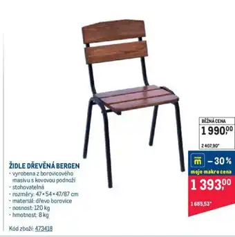 Makro ŽIDLE DŘEVĚNÁ BERGEN nabídka