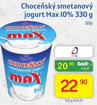 Kubík potraviny Choceňský smetanový jogurt Max 10% 330 g nabídka