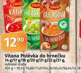 COOP TIP Vitana Polévka do hrnečku 14 g/17 g/18 g/20 g/21 g/22 g/27 g nabídka