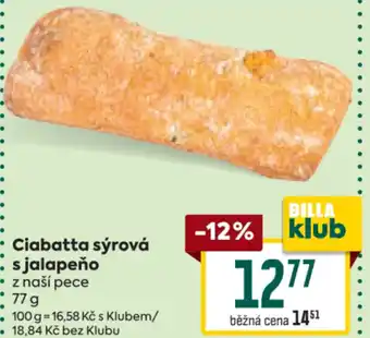 Billa Ciabatta sýrová :s jalapeño nabídka