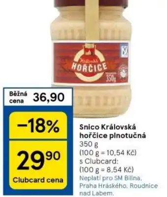 Tesco Snico Královská hořčice plnotučná nabídka