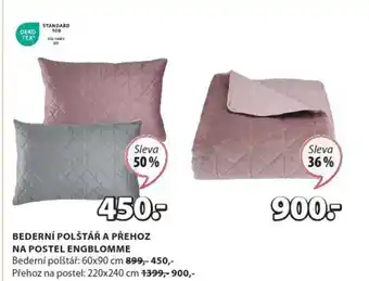 JYSK BEDERNÍ POLŠTÁŘ A PŘEHOZ NA POSTEL ENGBLOMME nabídka