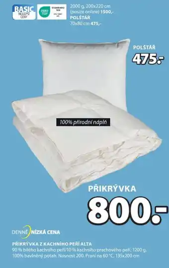 JYSK PŘIKRÝVKA Z KACHNÍHO PEŘÍ ALTA nabídka
