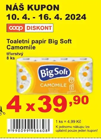 COOP DISKONT Toaletní papír Big Soft Camomile nabídka