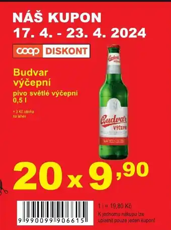 COOP DISKONT Budvar výčepní nabídka