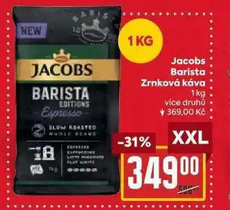 Billa Jacobs barista zrnková káva nabídka