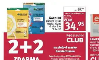 Rossmann Garnier pleťová tissue maska nabídka