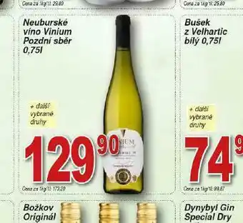 Lidl Neuburské víno vinium pozdní sběr nabídka