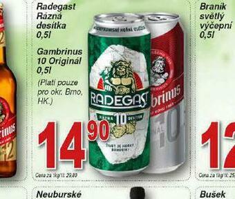 Lidl Pivo gambrinus original nabídka