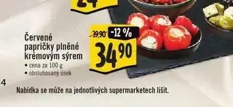 Jip Červené papričky plněné krémovým sýrem nabídka