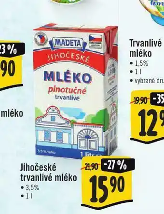 Jip Jihočeské trvanlivé mléko 3,5% nabídka