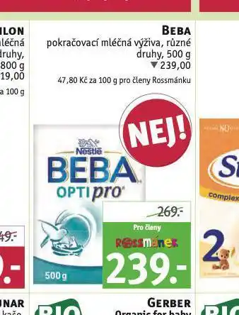 Rossmann Beba pokračovací mléčná výživa nabídka