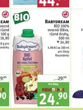 Rossmann Babydream bio 100% ovocná šťáva nabídka