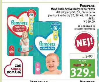 Rossmann Pampers dětské plenky nabídka