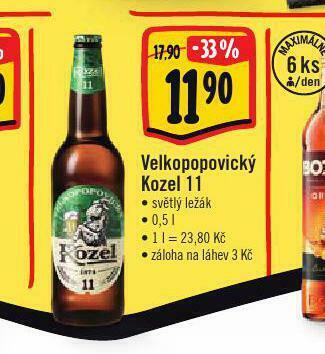 Albert Pivo velkopopovický kozel 11 nabídka